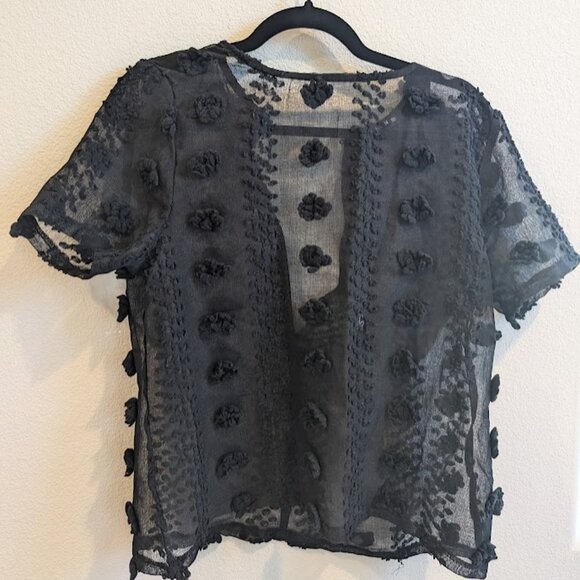 SHEIN Black Mesh Blouse - Picture 1 of 4
